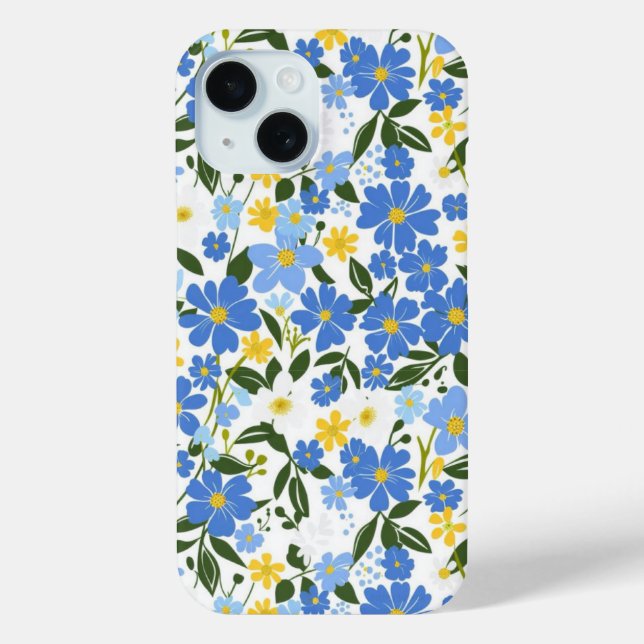 Blue Floral iPhone Case (Back)