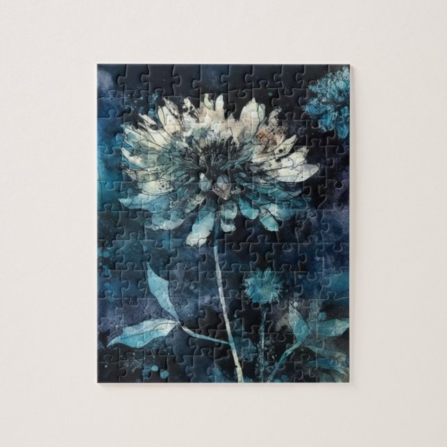 Blue Floral Jigsaw Puzzle (Vertical)
