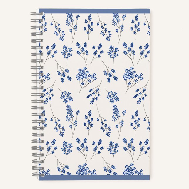 Blue Floral Journal – Elegant Botanical Notebook (Front)