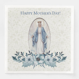 Blue Floral   Lady of Grace   Virgin Mary   Lace Napkin