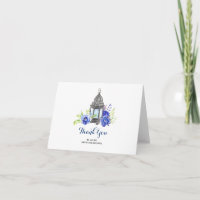 Blue Floral Lantern Wedding Thank You