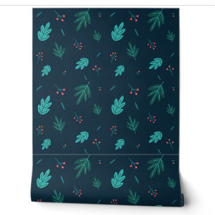 BLUE FLORAL LEAVES VINTAGE SEAMLESS WALLPAPER