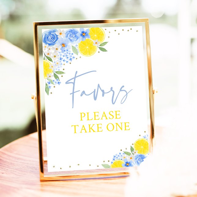 Blue Floral Lemon Bridal Shower Favour Sign (Creator Uploaded)