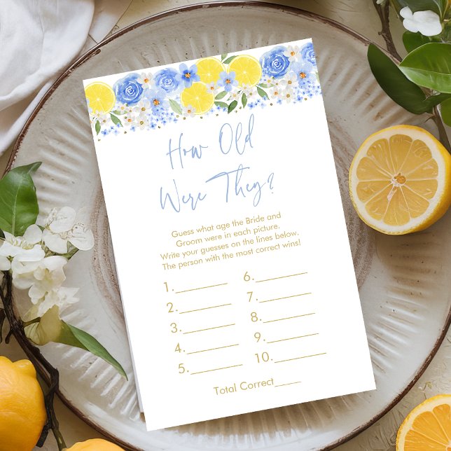 Blue Floral Lemon How Old Were They Bridal Game (Creator Uploaded)