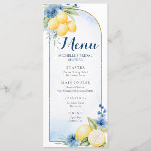 Blue Floral Lemon Main Squeeze Baby Shower Menu