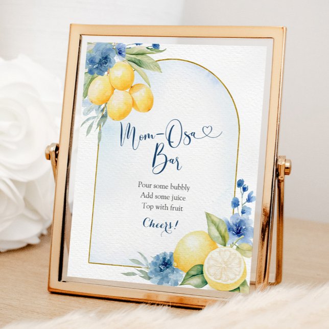 Blue Floral Lemon Main Squeeze Mum-osa Bar Poster (Creator Uploaded)