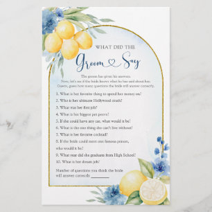 Blue Floral Lemon Main Squeeze What Groom Says