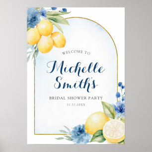 Blue floral Lemonade Bridal shower Welcome Sign