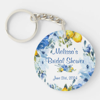 Blue Floral Lemons Keychain Favour