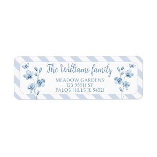Blue floral little butterfly Return Address Label