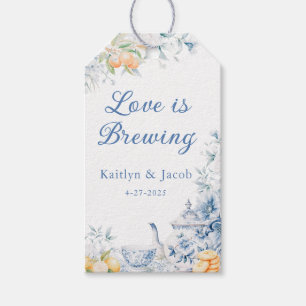 Blue Floral Love is Brewing Bridal Shower Favours Gift Tags