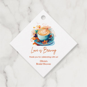 Blue Floral Love is Brewing Coffee Bridal Shower  Favour Tags