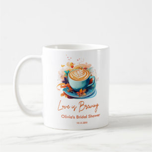 Blue Floral Love is Brewing Coffee Bridal Shower  Mug