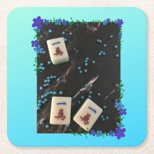 Blue Floral Mahjong Coaster