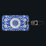 Blue Floral Mandala Pattern Luggage Tag<br><div class="desc">This blue mandala pattern features flowers and plants.</div>