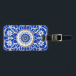 Blue Floral Mandala Pattern Luggage Tag<br><div class="desc">This blue mandala pattern features flowers and plants.</div>