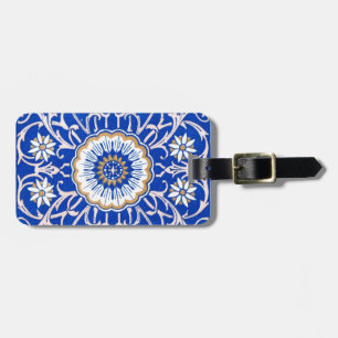 Blue Floral Mandala Pattern Luggage Tag