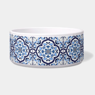  Blue Floral Mediterranean Sicilian Tile Pet Bowl