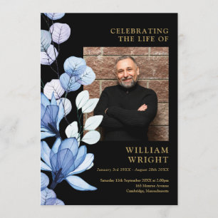 Blue Floral Memorial Funeral Order Of Service Programme