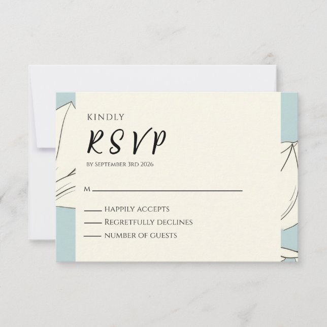 Blue Floral Minimalist Wedding RSVP (Front)
