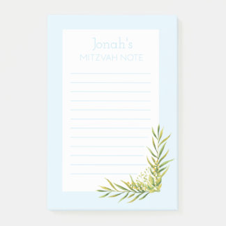 Blue Floral Mitzvah Note: 4x6 Sticky Pad Post-it Notes