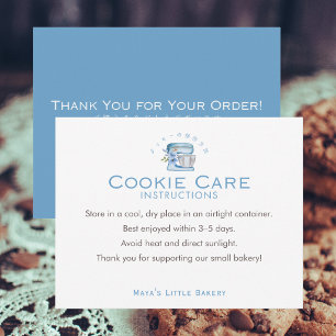 Blue Floral Mixer Cookie Care Instructions Thank You Card