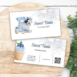 Blue Floral Mixer QR-Code Business Card