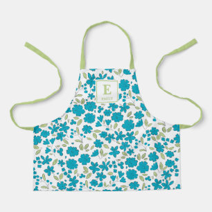 Blue Floral Monogram Apron