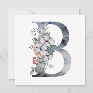 Blue Floral Monogram Initial B Card