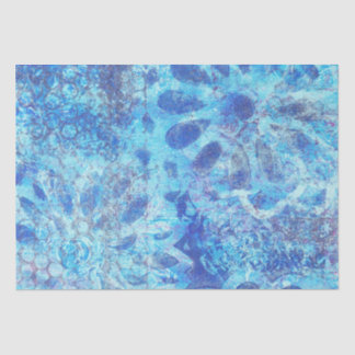 Blue Floral Monoprint Tissue Paper