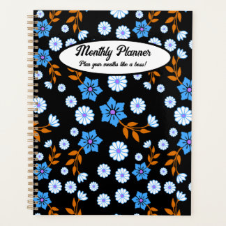 Blue Floral Monthly Planner