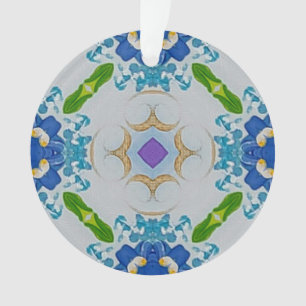 Blue Floral Mosaic Acrylic Ornament