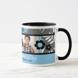 Blue Floral Mother's Day 2 Photo Mug