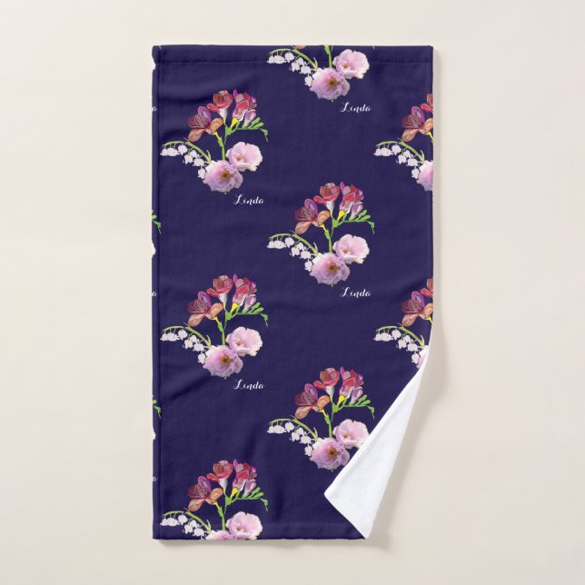 Blue Floral Mother's Day Bath Tea towel (Hand Towel)
