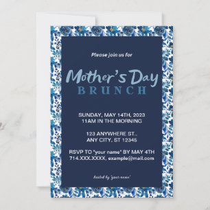 Blue Floral Mother's Day Brunch Invitation