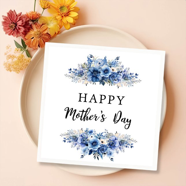 Blue Floral Mother's Day Brunch Party Napkin (Creator Uploaded)