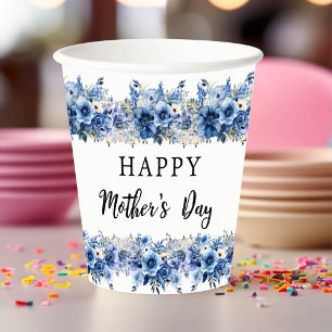 Blue Floral Mother's Day Brunch Party Paper Cups