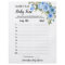 Blue Floral Name Baby Tune Baby Shower Game card