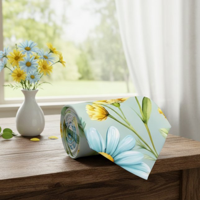 Blue Floral Necktie for Men – Elegant Rose Print  (Creator Uploaded)