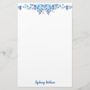 Blue floral note paper