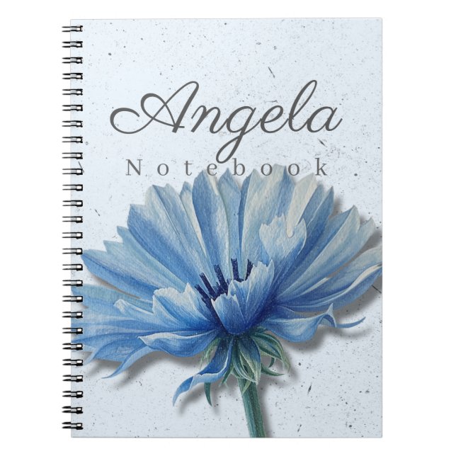 Blue Floral Notebook Name | Cornflower Journal (Front)