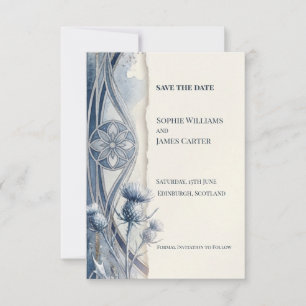 Blue Floral Nouveau Save The Date