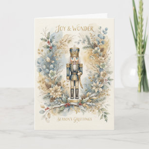 Blue Floral Nutcracker Christmas Card