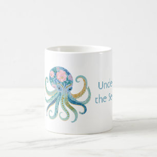Blue Floral Octopus Coffee Mug