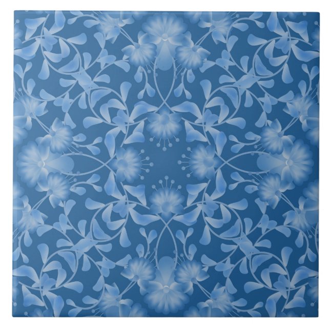 Blue, floral, ornament , folk tile (Front)