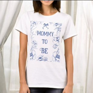 Blue Floral Ornament Vintage Baby Mummy to Be T-Shirt