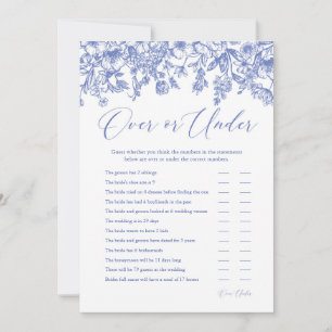 Blue Floral Over or Under Bridal Shower Game Invitation