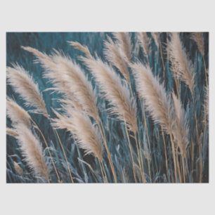 Blue Floral Pampas Grass Tissue Paper
