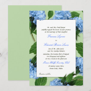 Blue Floral Parents Names Wedding Invitation