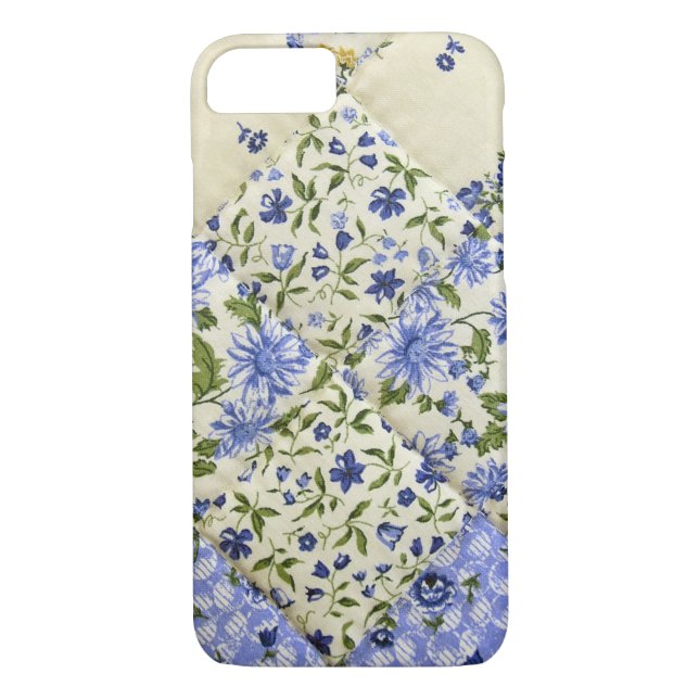 Blue Floral Patchwork Quilt Case-Mate iPhone Case (Back)